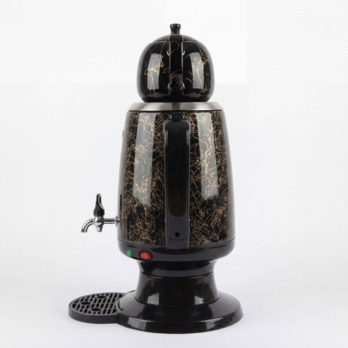 Samowar 3,5 L Semaver Edelstahl Teekocher Teemaschine schwarze Keramikkanne Elektrisch im modernen Design Caytime - CPGASTRO