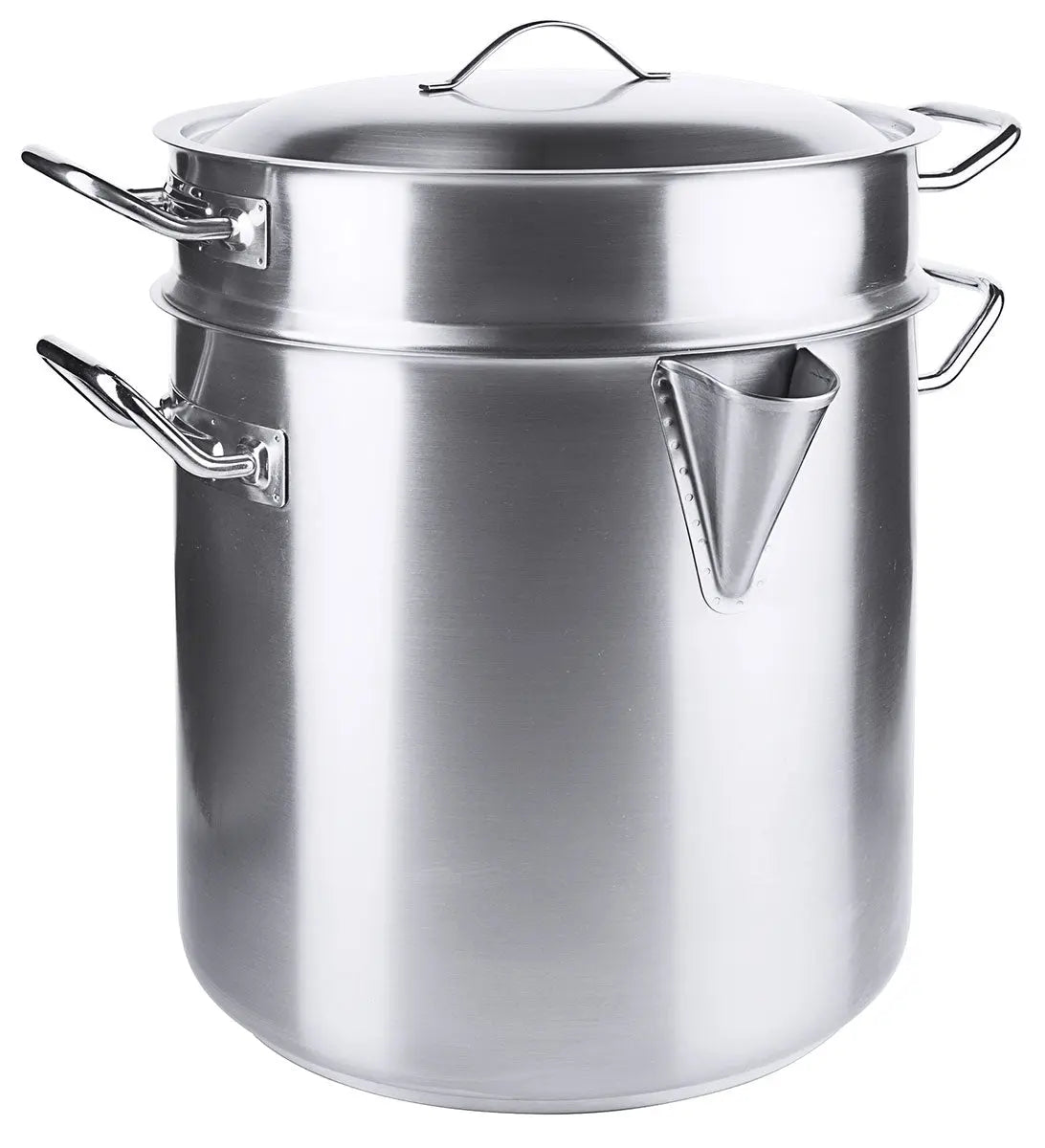 Edelstahl Simmertopf groß Ø 24-32 cm mit Einsatz & Deckel Contacto - CPGASTRO