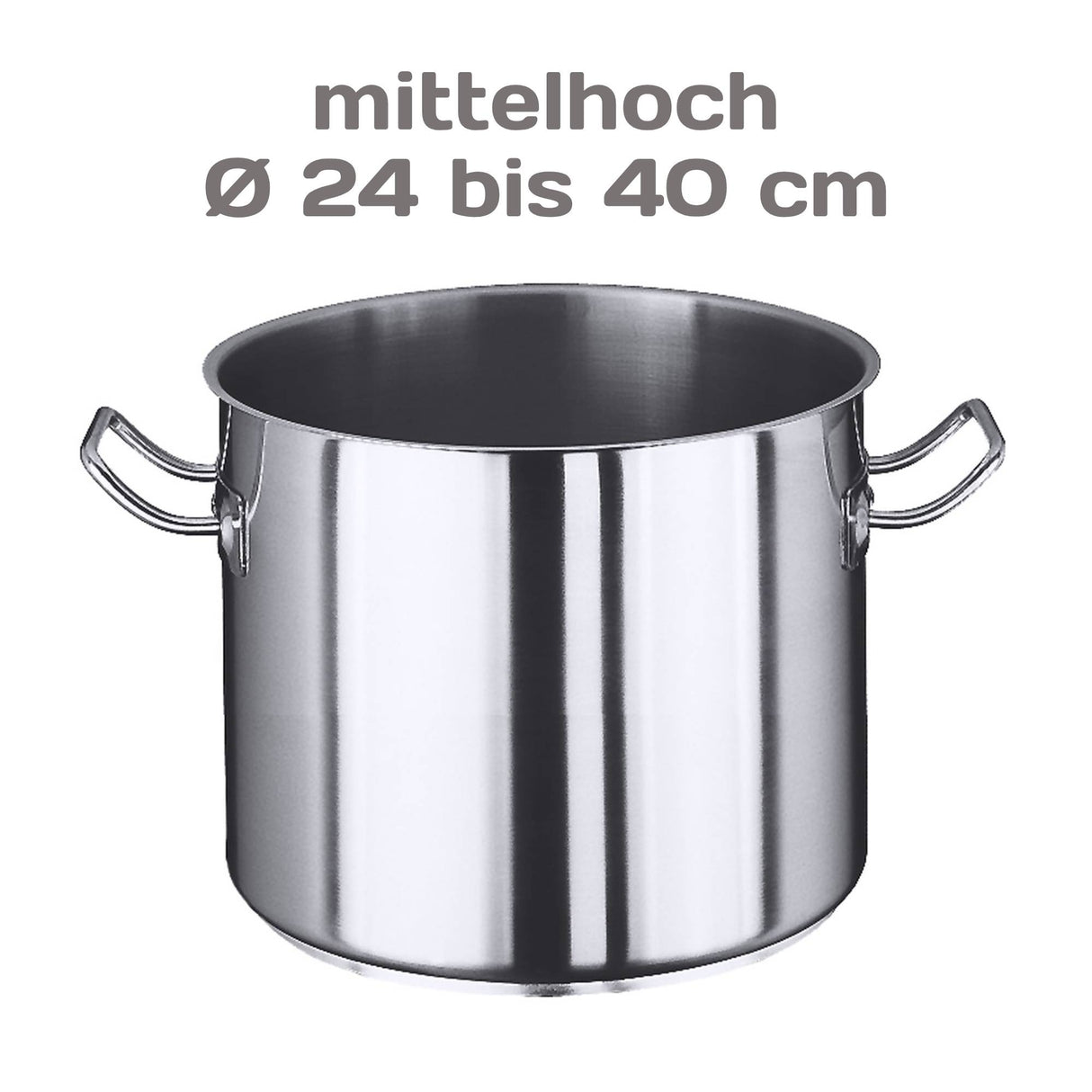 Edelstahl Kochtopf Serie 2100 mittelhoch 24 bis 40 cm Contacto - CPGASTRO