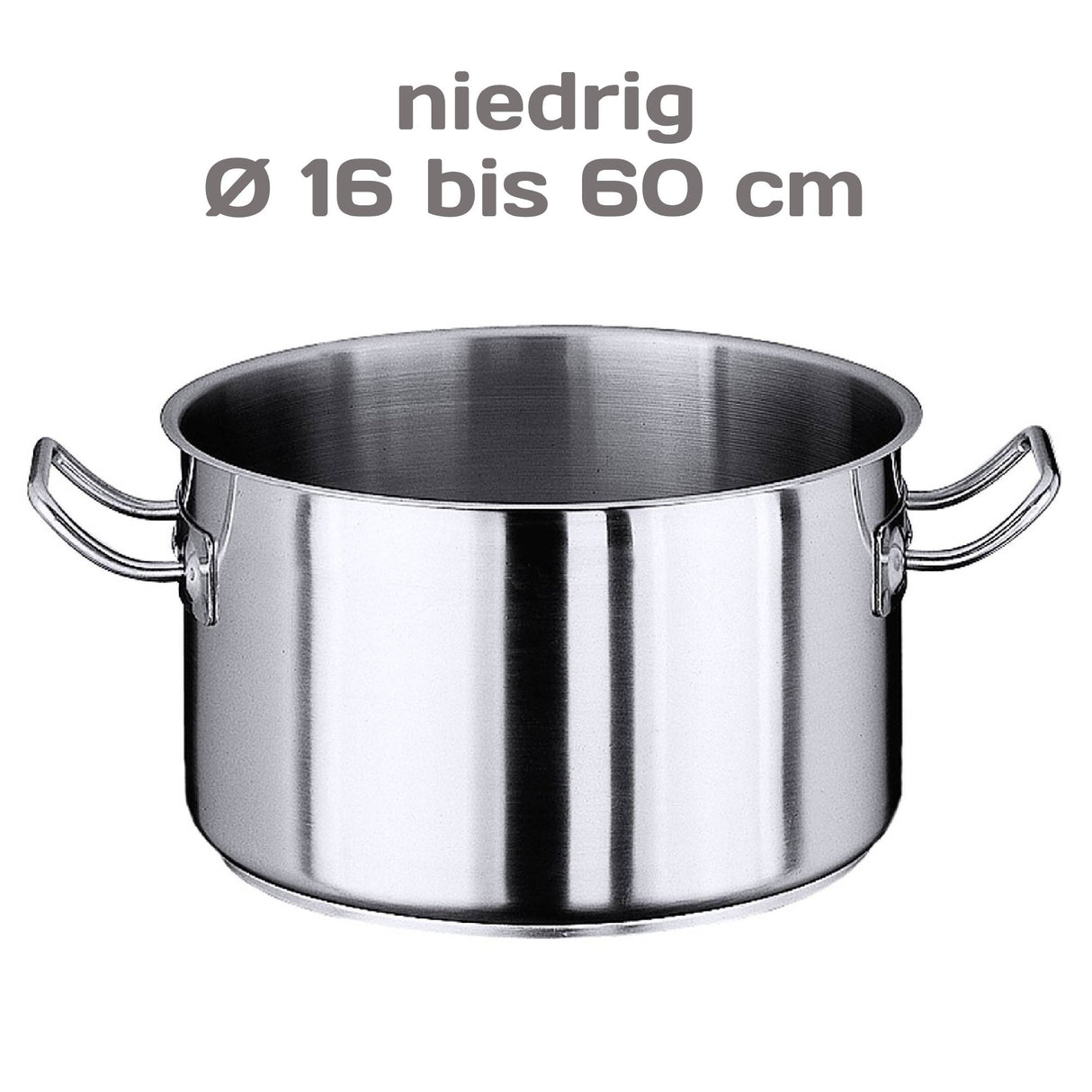 Edelstahl Kochtopf Serie 2100 niedrig 16 bis 60cm / 2-100 Liter Contacto - CPGASTRO