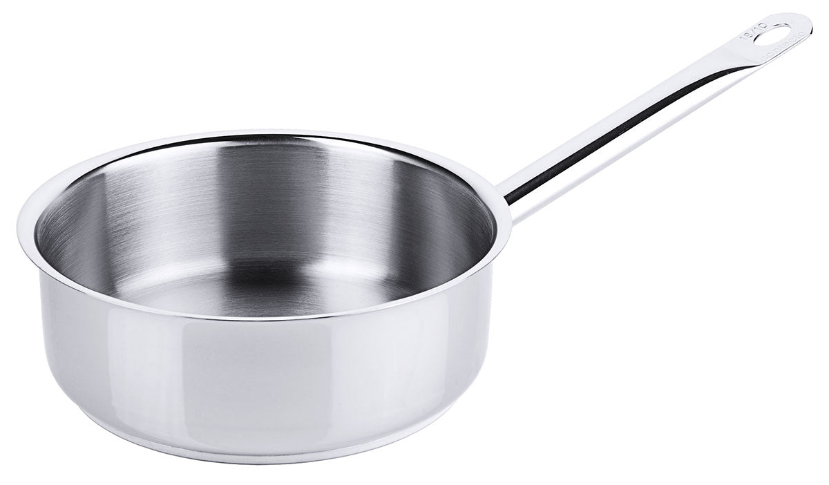 Edelstahl Stielkasserolle extra niedrig Ø 16-28cm Serie 2000 Schüttrand Rohrgriff Contacto - CPGASTRO