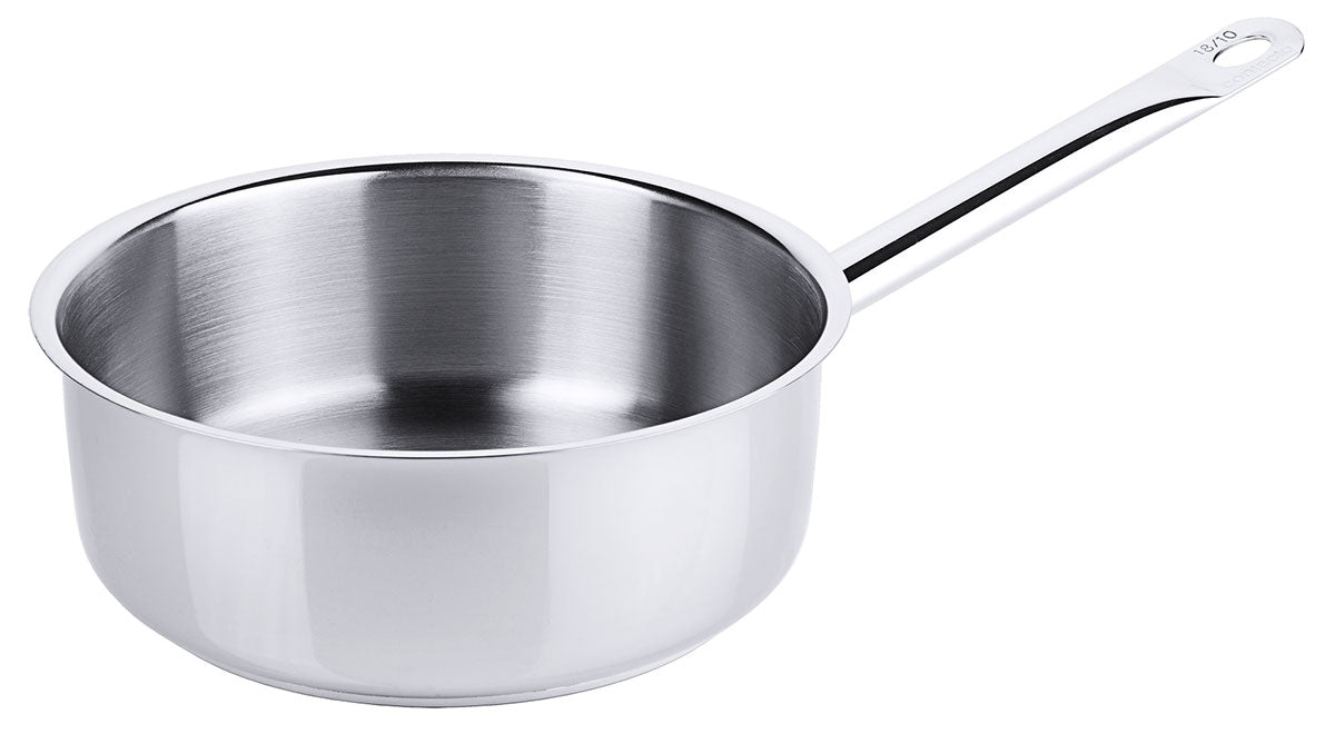 Edelstahl Stielkasserolle extra niedrig Ø 16-28cm Serie 2000 Schüttrand Rohrgriff Contacto - CPGASTRO