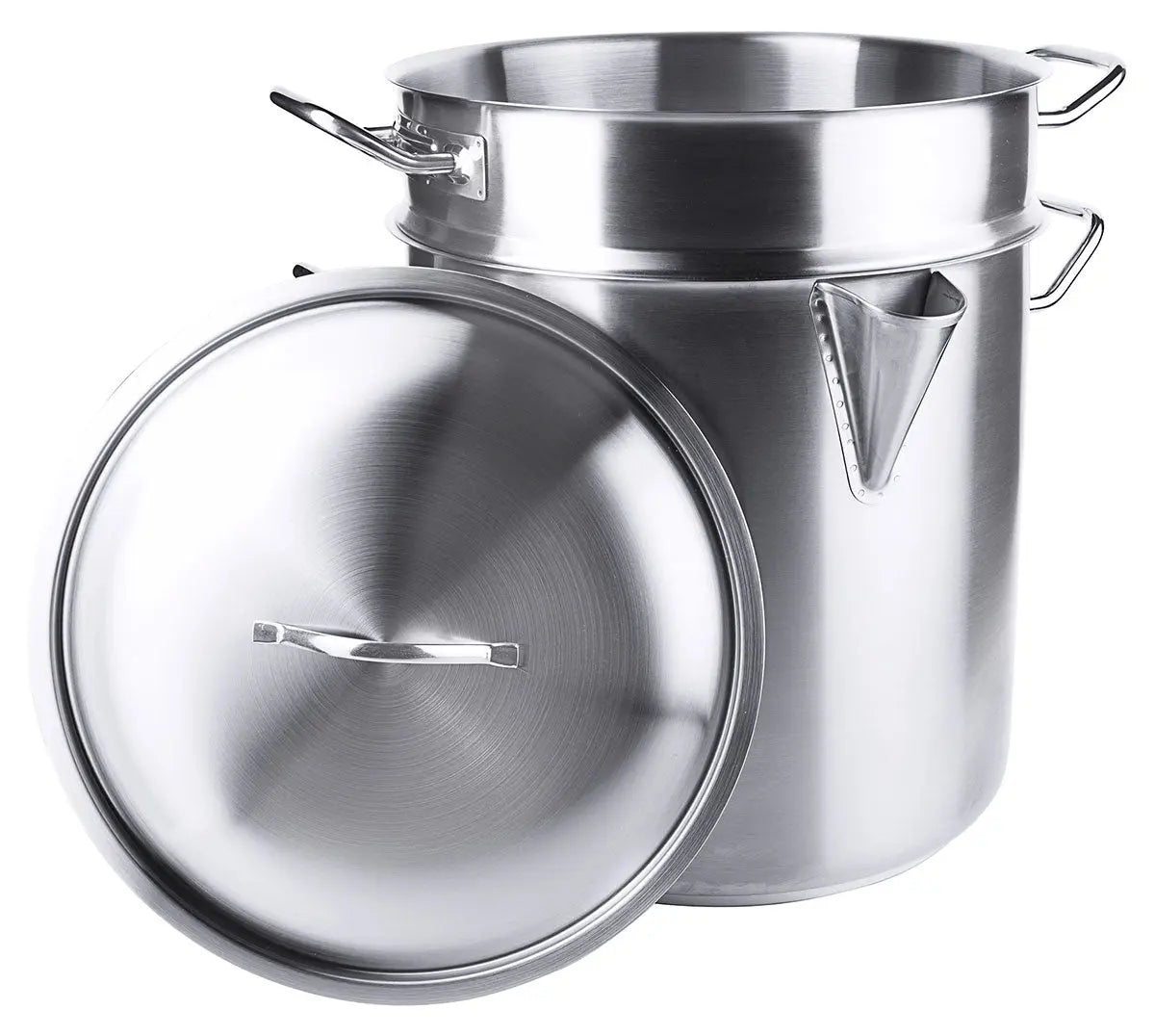 Edelstahl Simmertopf groß Ø 24-32 cm mit Einsatz & Deckel Contacto - CPGASTRO