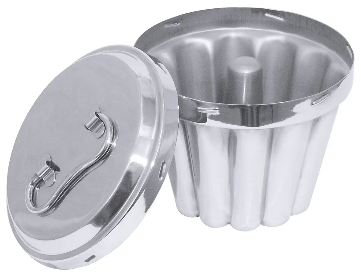 Edelstahl Puddingform 14-18 cm mit Innenrohr mit Deckel - CPGASTRO