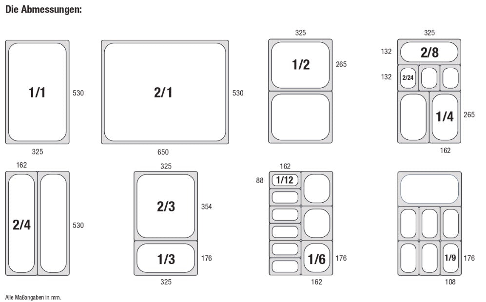 Gastronormbehälter GN-Behälter Edelstahl 0,8mm Stärke alle Größen Contacto - CPGASTRO