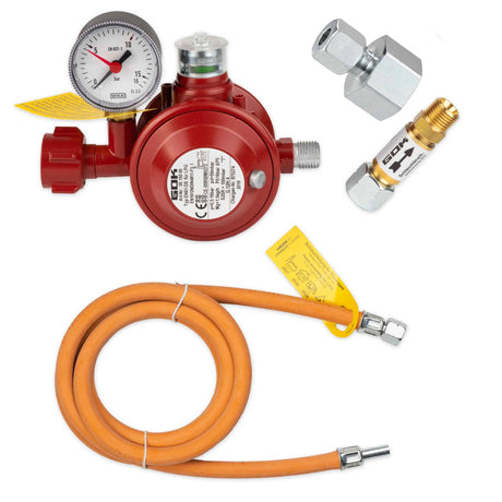 GOK Anschluß Set Druckminderer Schlauchbruchsicherung Gasschlauch Gerade Anschluss Gastronics - CPGASTRO