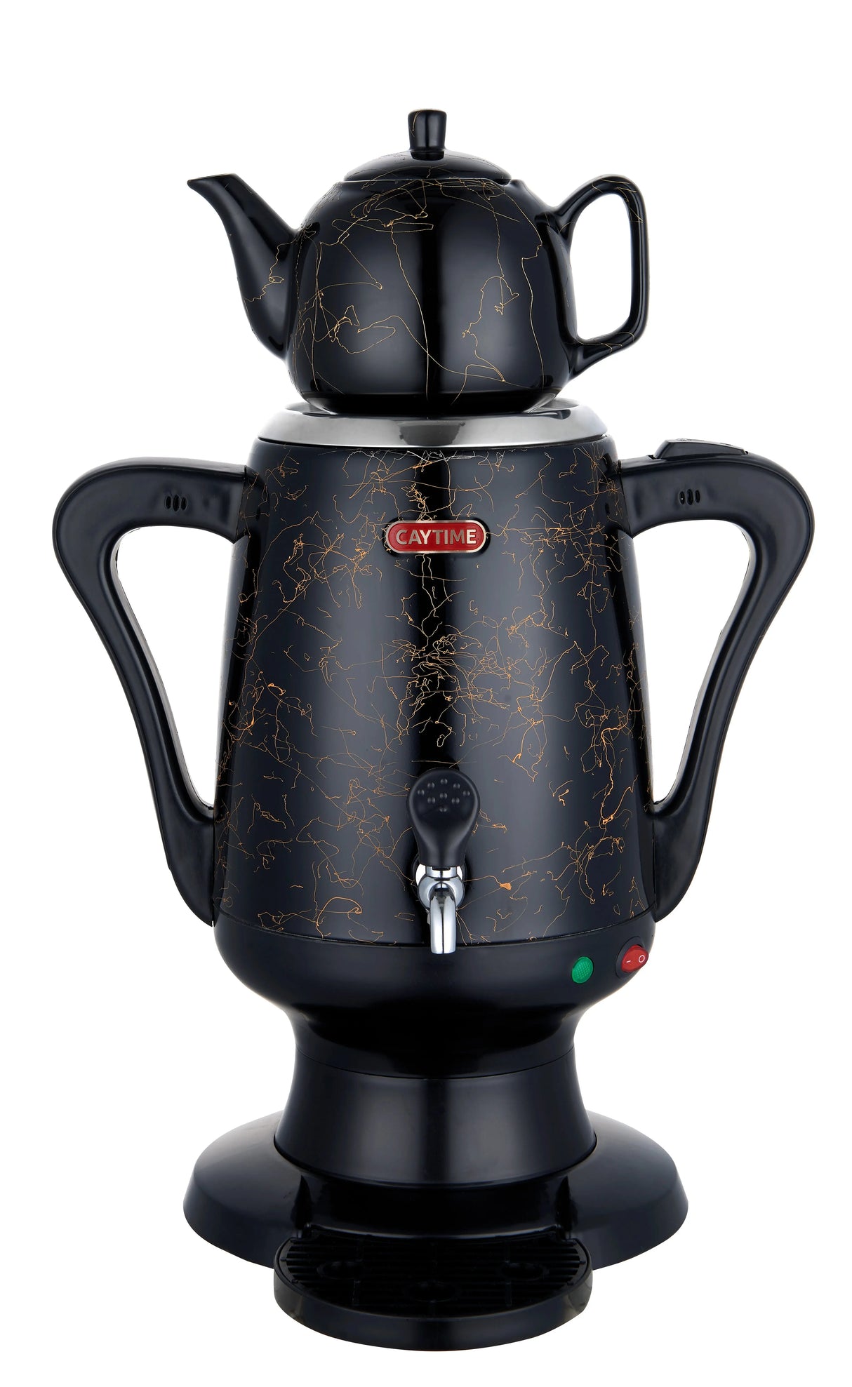 Samowar 3,5 L Semaver Edelstahl Teekocher Teemaschine schwarze Keramikkanne Elektrisch im modernen Design Caytime - CPGASTRO