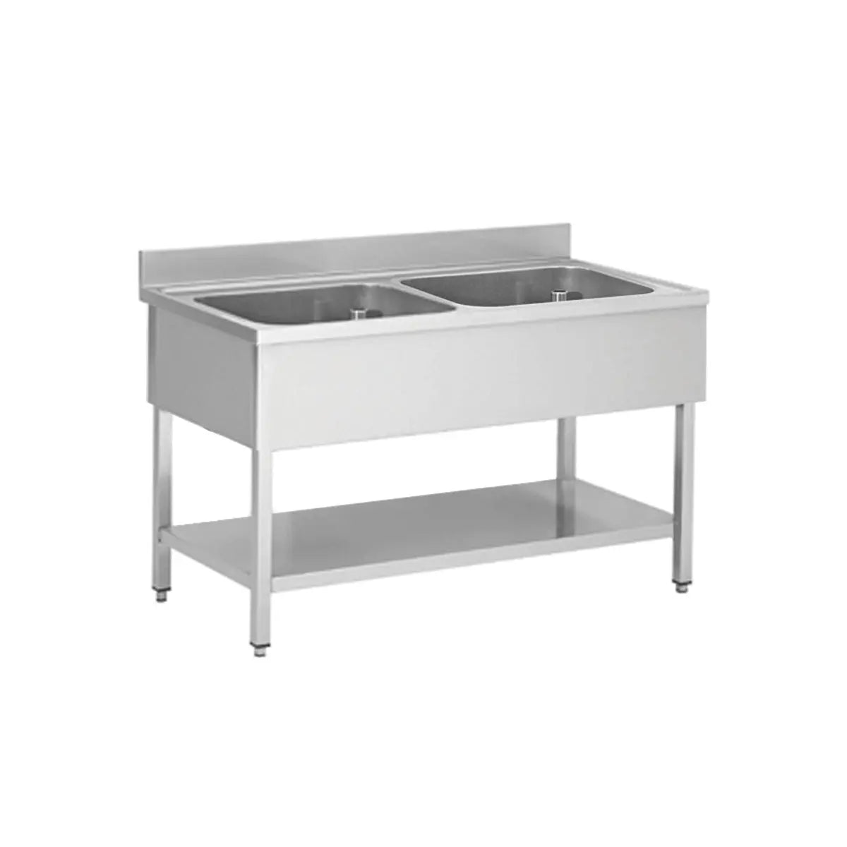Spültisch aus Edelstahl zwei Becken Mitte Tiefe 60 Gastronics - CPGASTRO