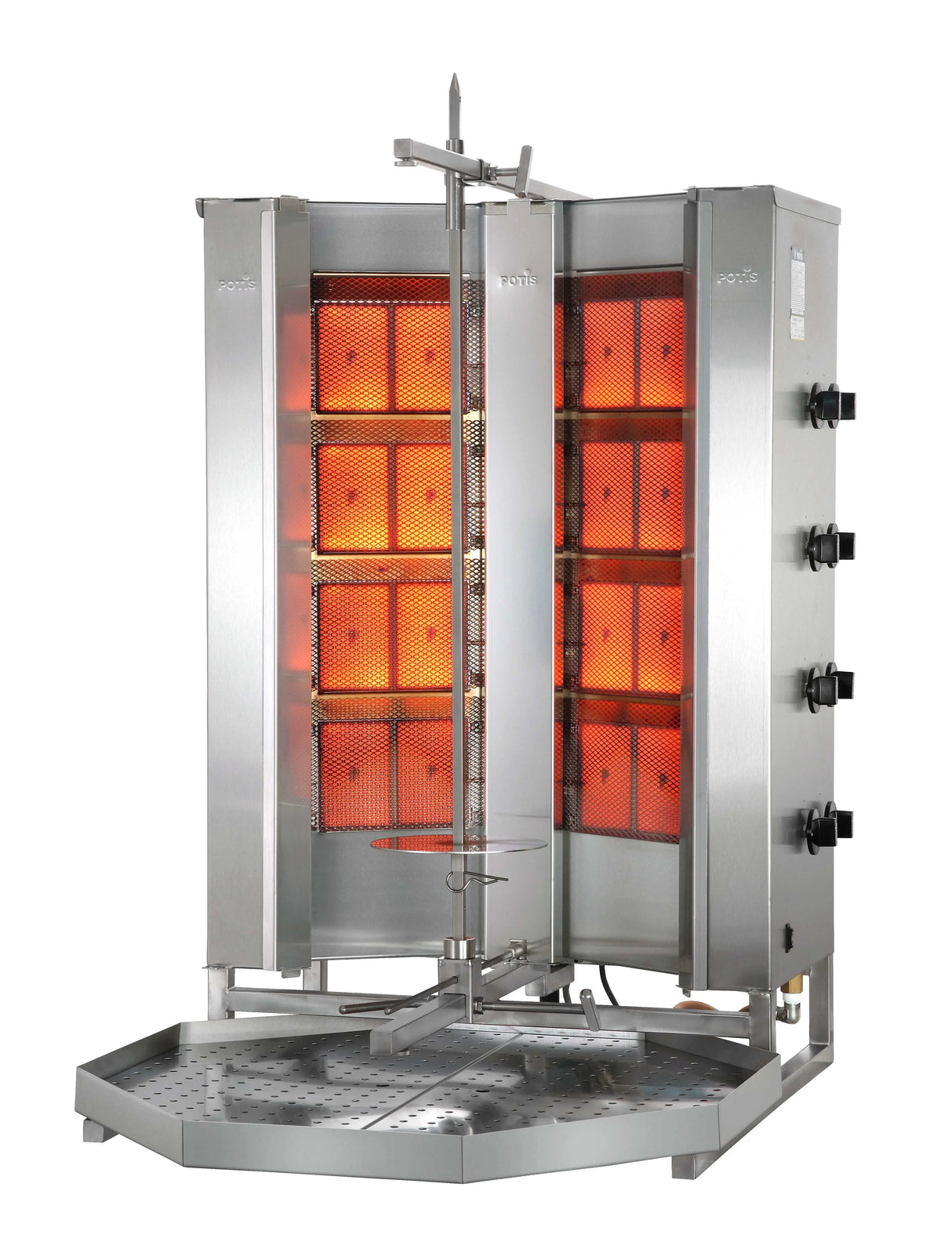 Potis V-MU-GD4 Dönergrill / Gyrosgrill – Hochleistungs-Gasgrill mit V-förmigen Brennern und Untermotor für bis zu 140 kg Fleisch Gastronics - CPGASTRO