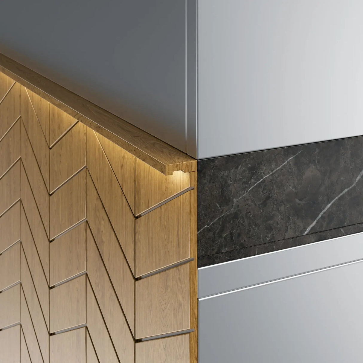 Gastronics Pizzakühltisch Premium – Hochwertige Kühltheke mit schwarzem Compact im Marmor-Design, Fischgrätenverkleidung, LED-Beleuchtung mit 207 x 80 x 145 cm Gastronics - CPGASTRO