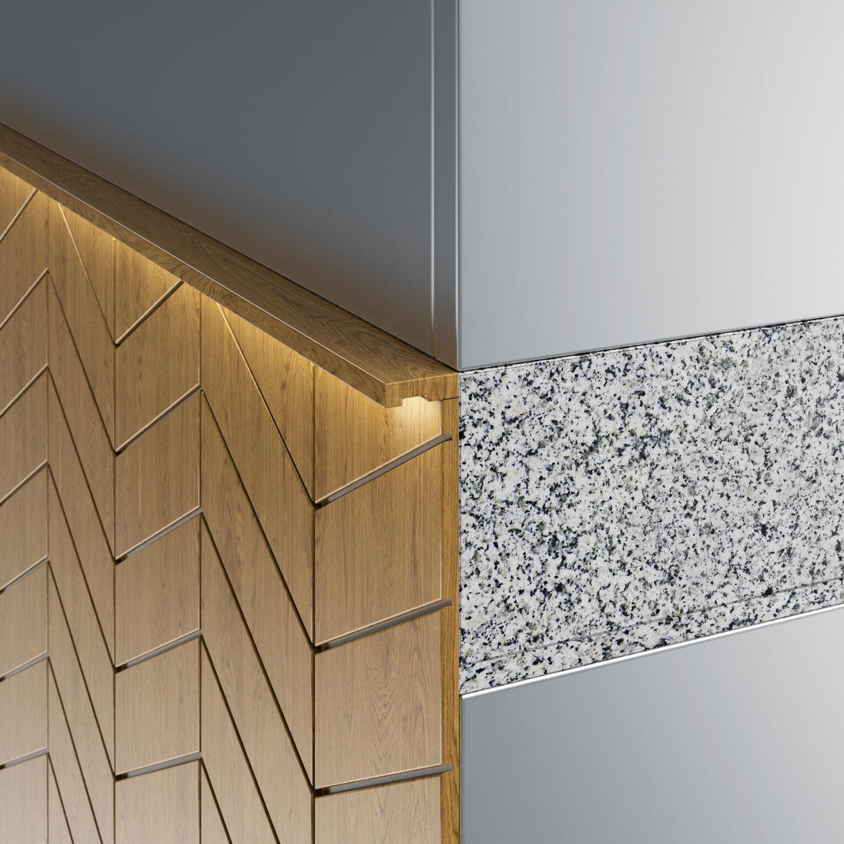 Gastronics Pizzakühltisch Premium – Hochwertige Kühltheke mit grauem Granit, Fischgrätenverkleidung, LED-Beleuchtung 207 x 80 x 145 cm Gastronics - CPGASTRO