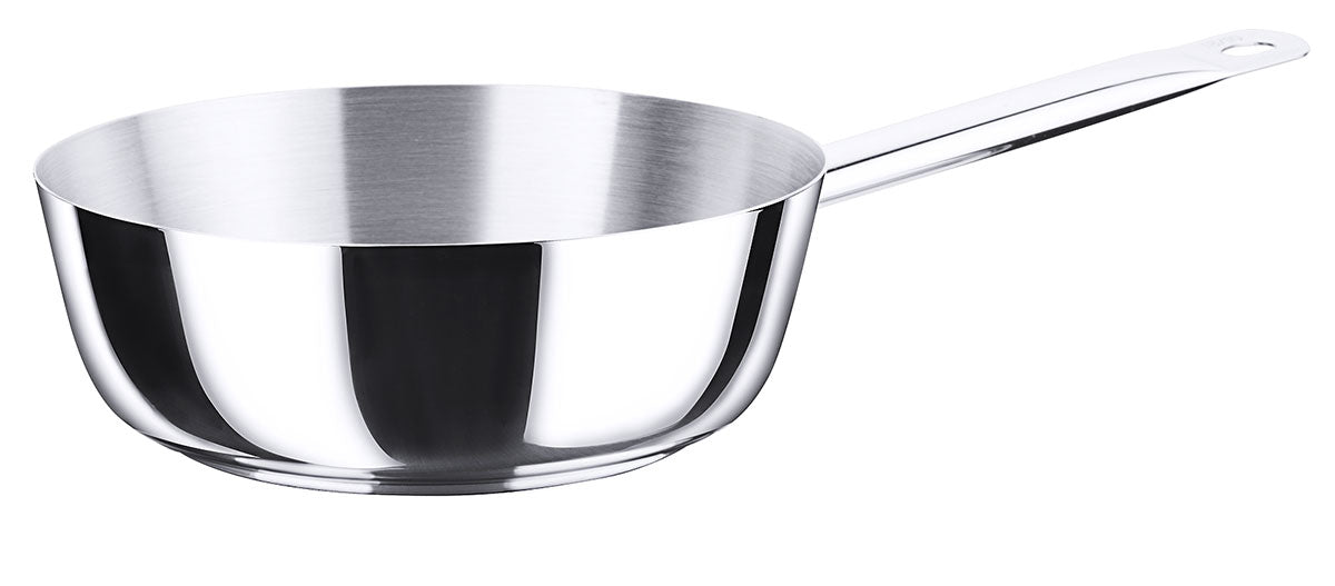 Edelstahl Sauteuse Ø 16-24 cm mit gerade auslaufendem Rand mit Rohrgriff Contacto - CPGASTRO