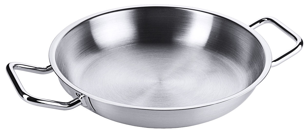 Edelstahl Bratpfanne mit zwei seitlichen Kaltgriffen & Schüttrand Ø 20-80cm Contacto - CPGASTRO