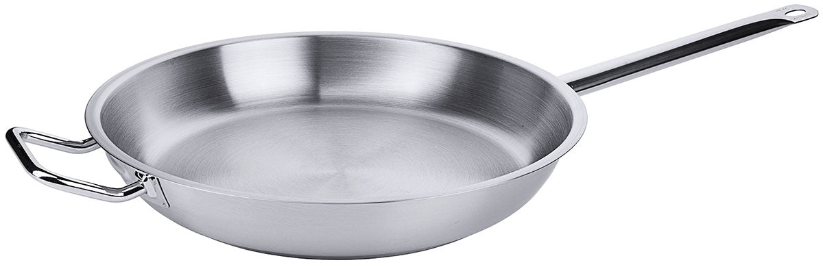 Edelstahl Bratpfanne mit Rohrgriff & Schüttrand mit Gegengriff 36-40 cm Contacto - CPGASTRO