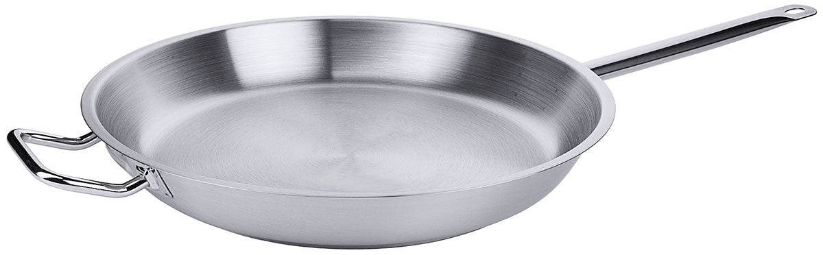 Edelstahl Bratpfanne mit Rohrgriff & Schüttrand mit Gegengriff 36-40 cm Contacto - CPGASTRO