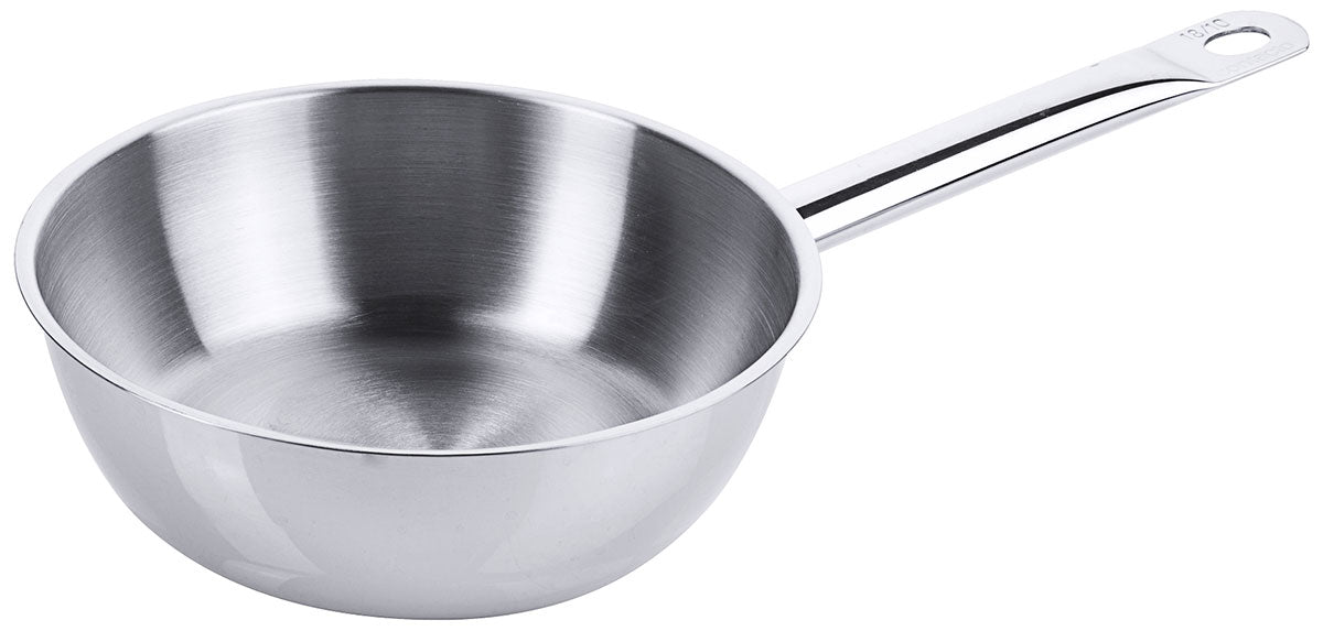 Edelstahl Sauteuse Ø 16-24 cm mit breitem Schüttrand mit Rohrgriff Contacto - CPGASTRO