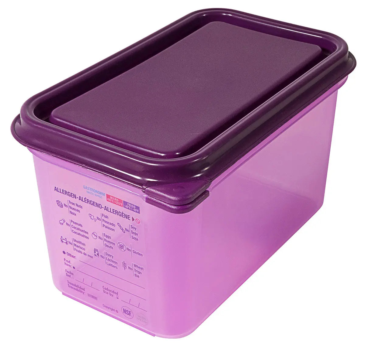 GN-Behälter Tiefe 150mm lila aus Polypropylen mit Deckel Contacto - CPGASTRO