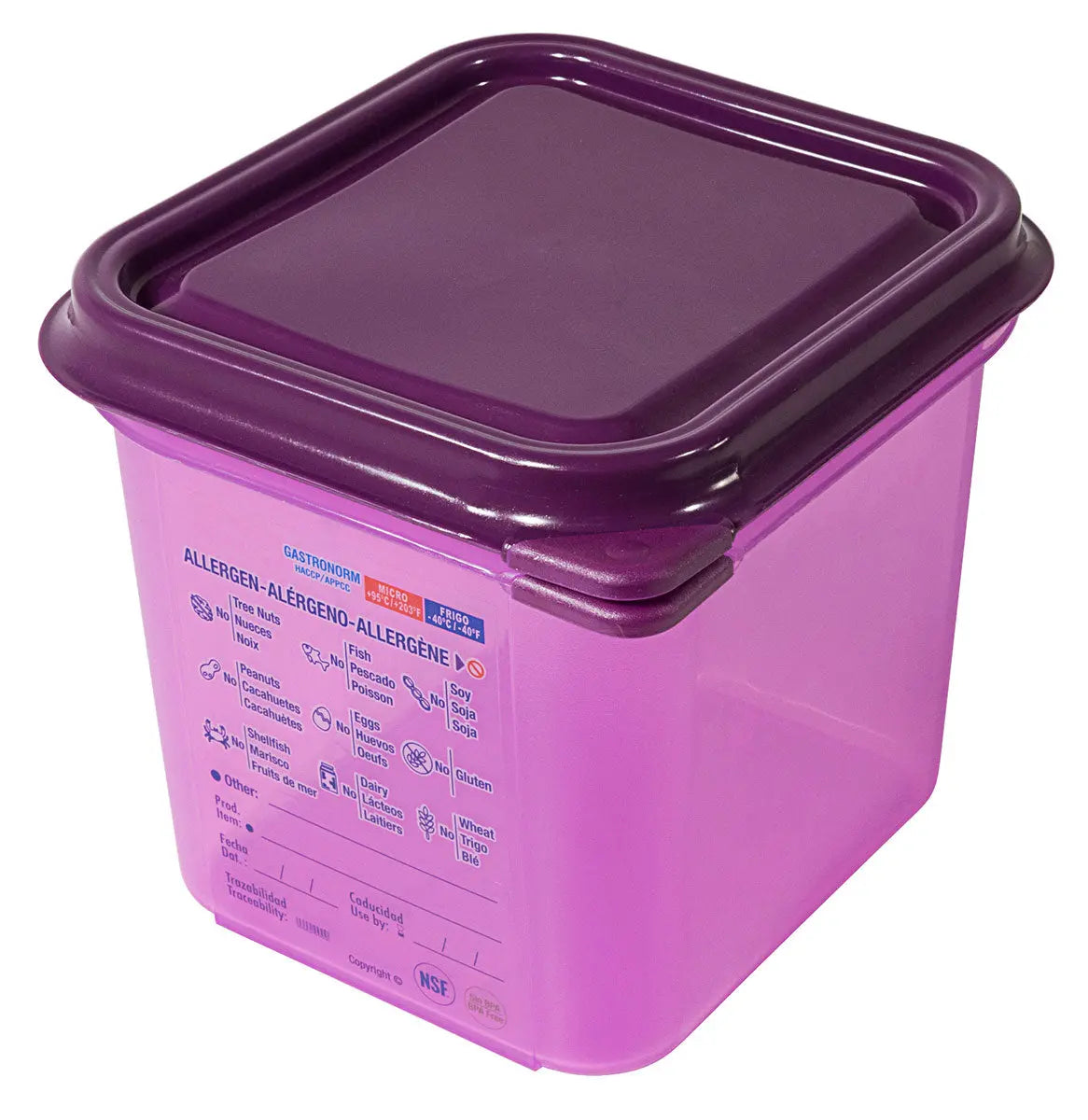 GN-Behälter Tiefe 150mm lila aus Polypropylen mit Deckel Contacto - CPGASTRO