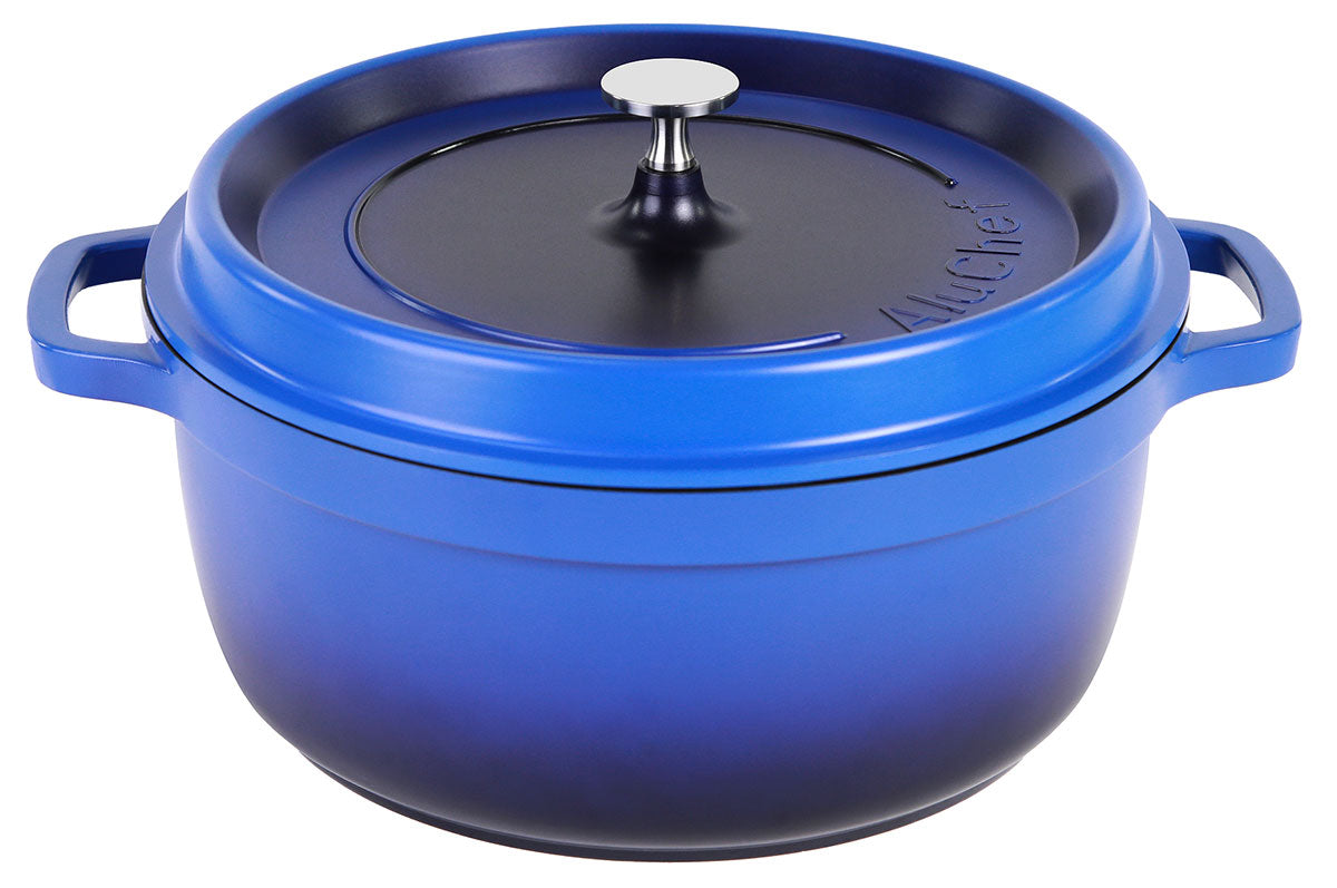 Aluminiumguss Cocotte Schmorkochtopf rund 28 cm blau AluChef - CPGASTRO