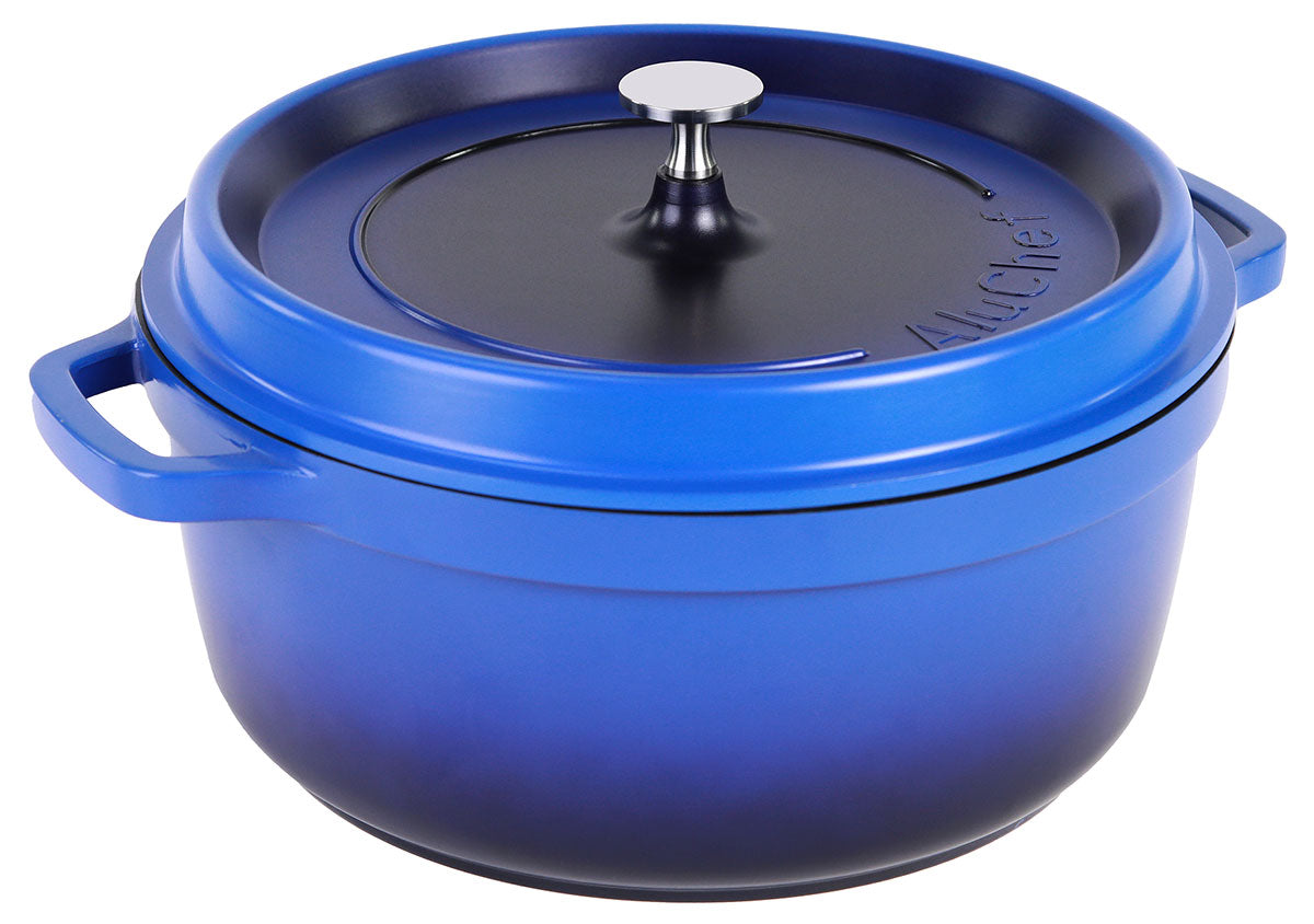 Aluminiumguss Cocotte Schmorkochtopf rund 28 cm blau AluChef - CPGASTRO