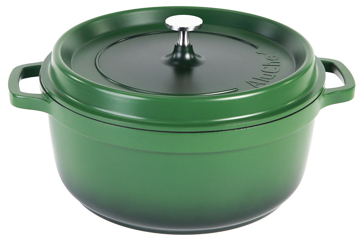 Aluminiumguss Cocotte Schmorkochtopf rund 28 cm grün AluChef - CPGASTRO