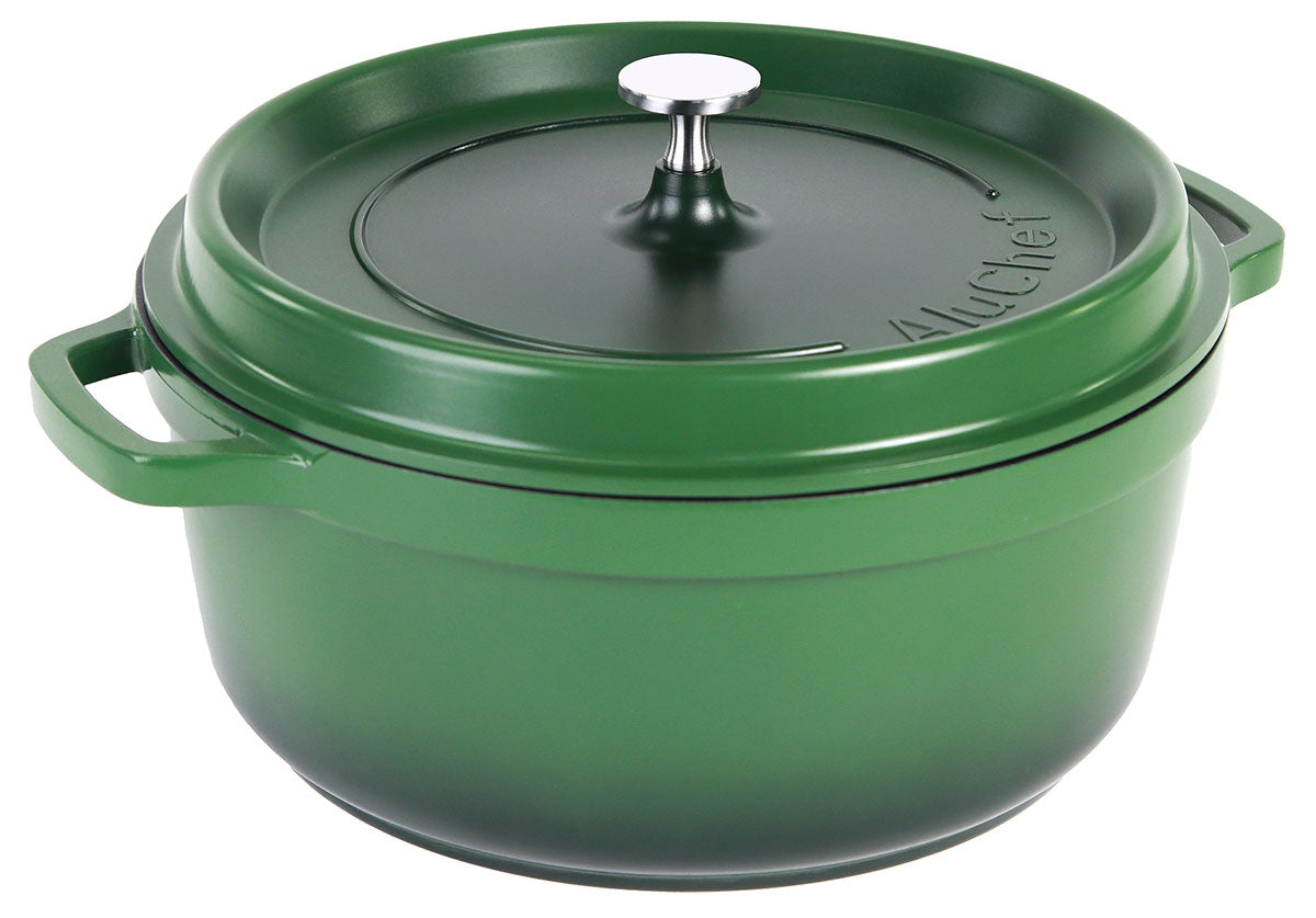 Aluminiumguss Cocotte Schmorkochtopf rund 28 cm grün AluChef - CPGASTRO
