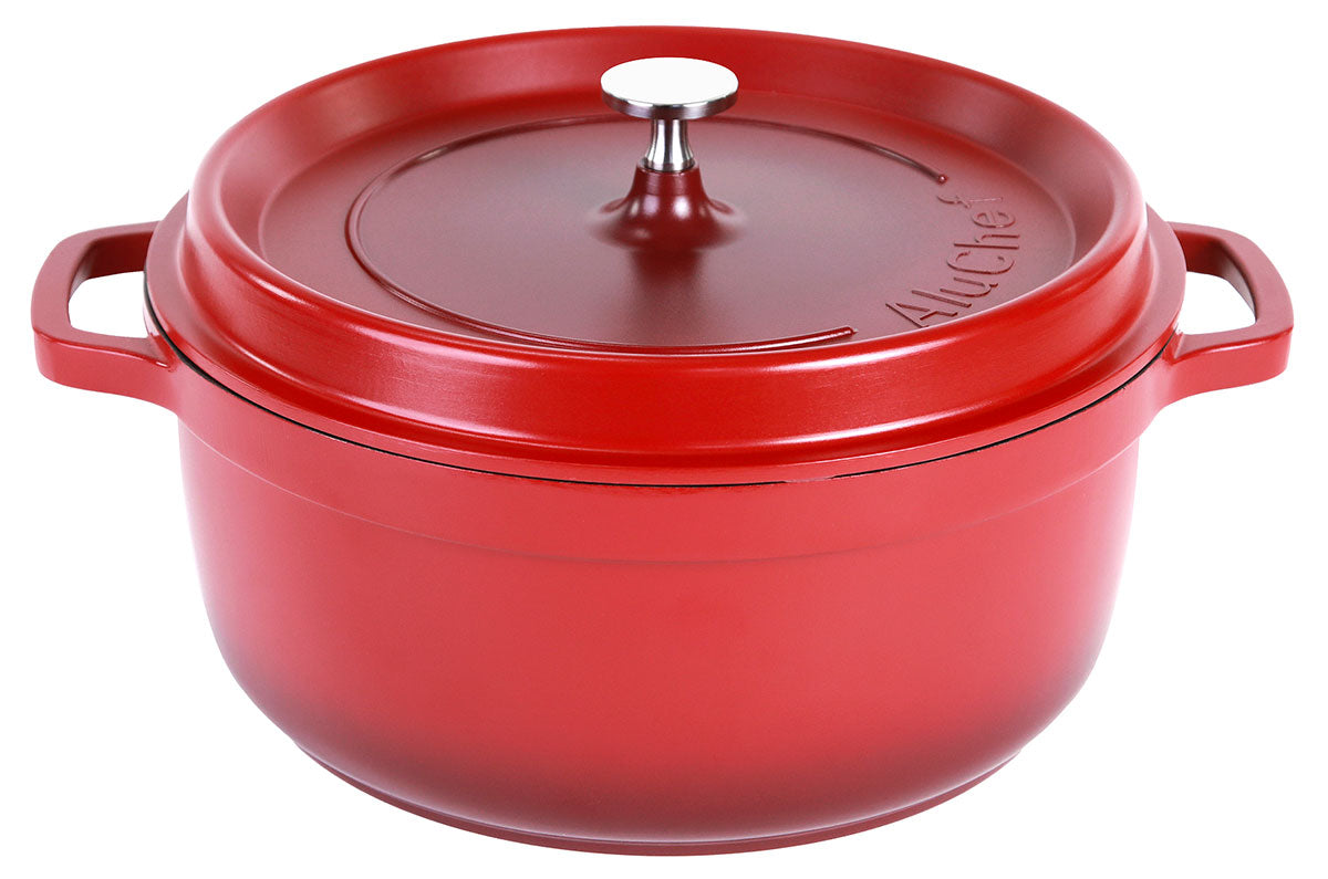 Aluminiumguss Cocotte Schmorkochtopf rund 28 cm rot AluChef - CPGASTRO