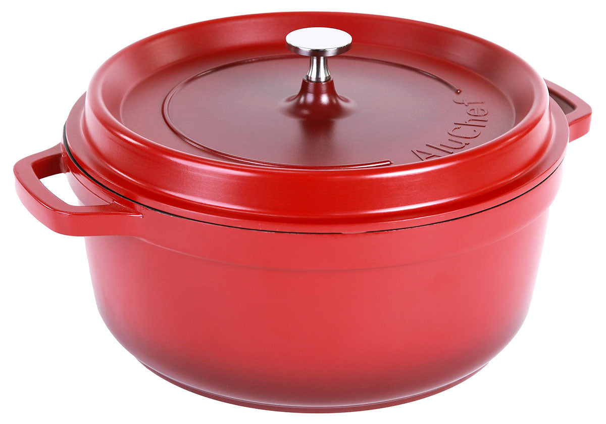 Aluminiumguss Cocotte Schmorkochtopf rund 28 cm rot AluChef - CPGASTRO