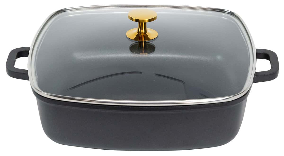 AluChef® Bräter quadratisch 28x28 cm mit Glasdeckel