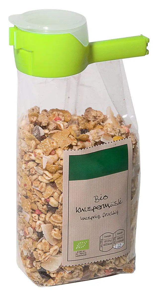 Beutelklammer grün rot mit verschließbarer Schütte ( 1 Stück ) - CPGASTRO