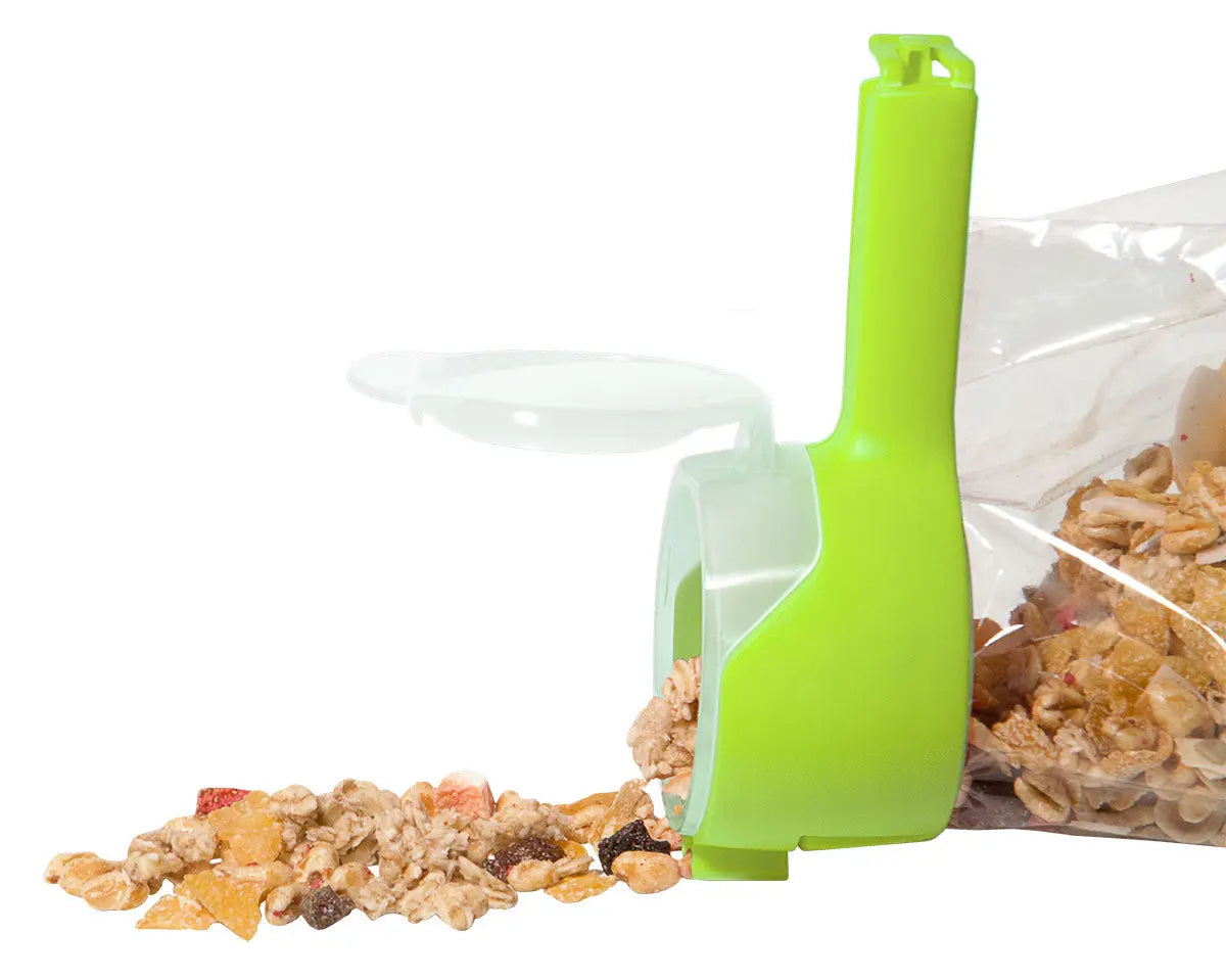 Beutelklammer grün rot mit verschließbarer Schütte ( 1 Stück ) - CPGASTRO