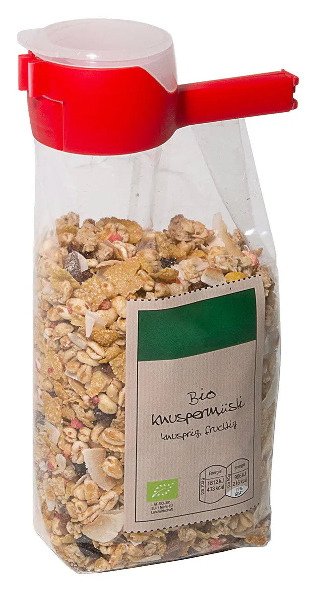 Beutelklammer grün rot mit verschließbarer Schütte ( 1 Stück ) - CPGASTRO