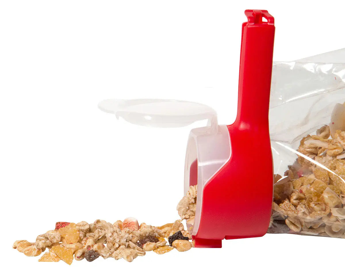 Beutelklammer grün rot mit verschließbarer Schütte ( 1 Stück ) - CPGASTRO