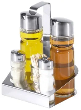 Edelstahl Menage Salz/Pfeffer Essig/Öl Zahnstocher - CPGASTRO