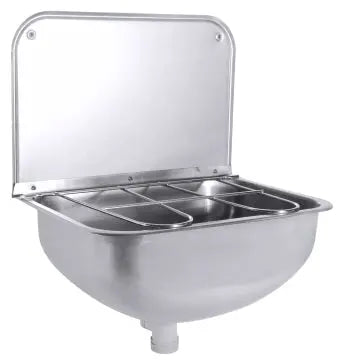 Edelstahl Ausgussbecken mit Ablegerost mit Bodenventil mit Konsole - CPGASTRO