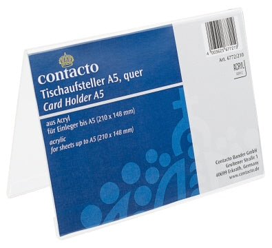 Acryl-Tischaufsteller A5, quer Contacto - CPGASTRO