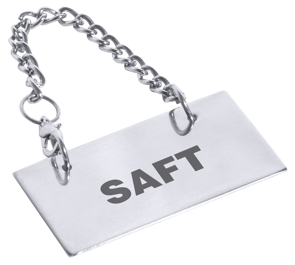 Contacto Edelstahl Schild für Kannen: SAFT