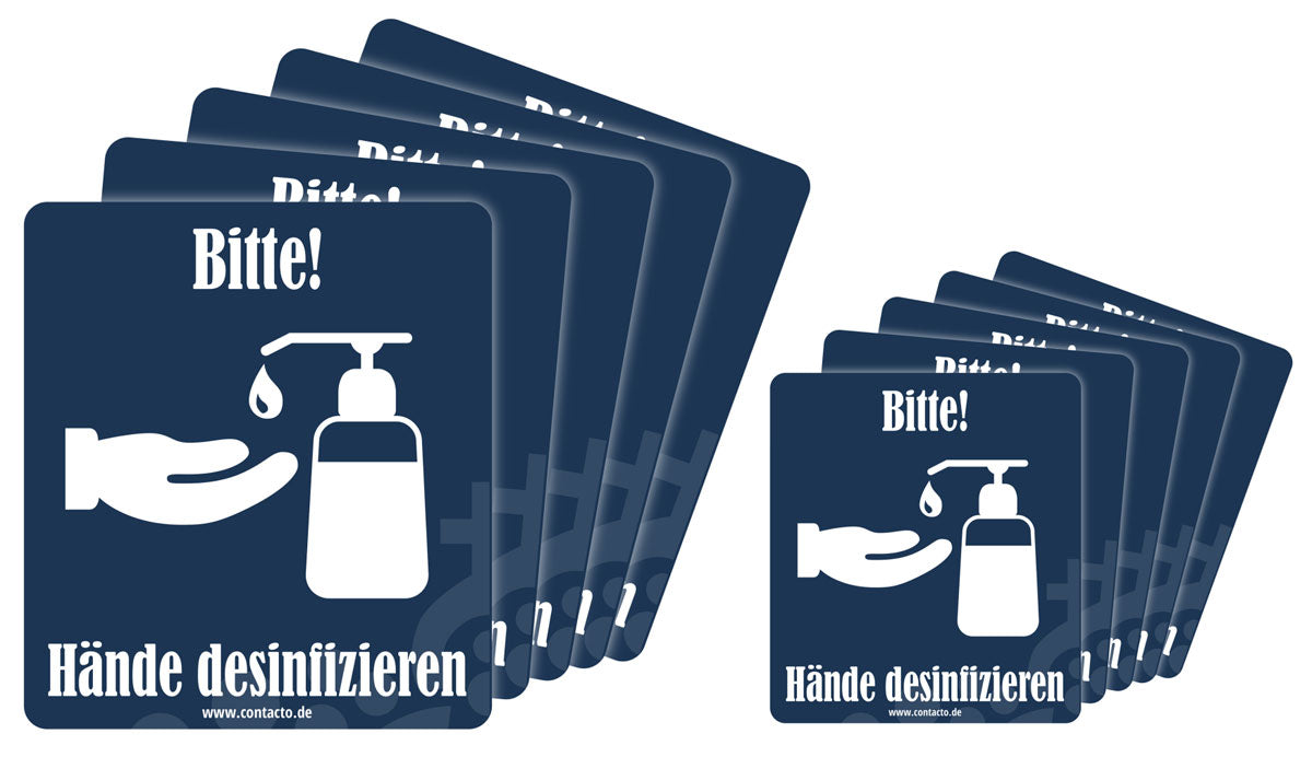Contacto Schild ''Hände desinfizieren'' selbstklebend 9 cm und 12 cm