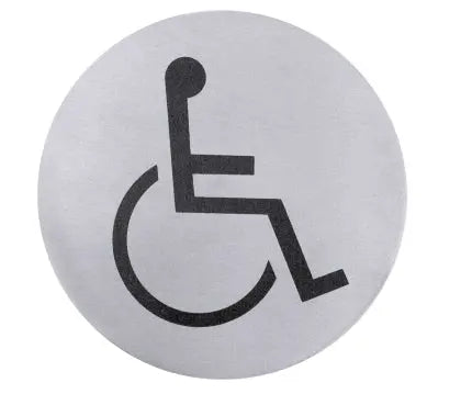 Edelstahl Toiletten-Türsymbol ROLLSTUHLFAHRER Ø 7,5cm - CPGASTRO