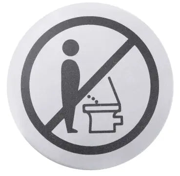 Edelstahl Toiletten-Türsymbol BITTE SETZEN Ø 7,5cm - CPGASTRO