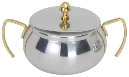 Contacto Edelstahl Zuckerdose mit vergoldeten Griffen CPGastro.de