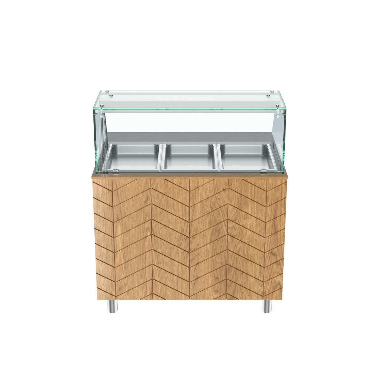 Gastronics Bain Marie / Warmtheke Premium – Integrierte Kühltheke mit schwarzem Compact im Marmor-Design, Fischgrätenverkleidung, LED-Beleuchtung, 2 Türen und 5 Schubladen 107 x 80 x 145 cm Gastronics - CPGASTRO