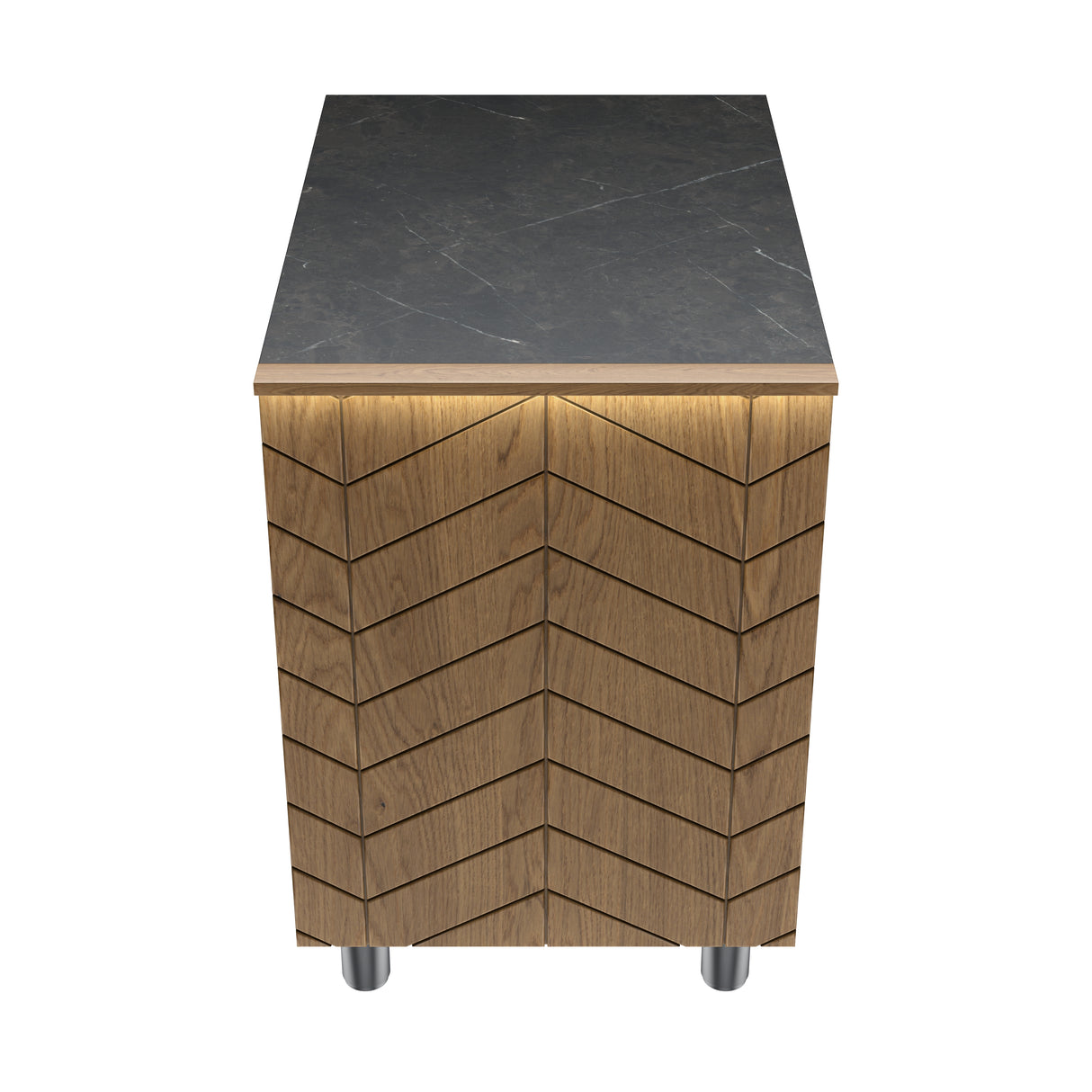 Gastronics Kassentisch Premium – Elegantes Design mit LED-Fischgrätenverkleidung und schwarzem Compact im Marmor-Design 80 x 85 x 87 cm Gastronics - CPGASTRO