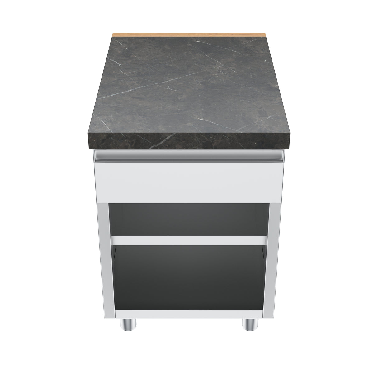 Gastronics Premium Kühltheken-Set – Pizzakühltisch, Salattheke & Kassentisch mit schwarzem Compact im Marmor-Design & LED-Fischgrätenverkleidung 461 x 80 x 145 cm Gastronics - CPGASTRO