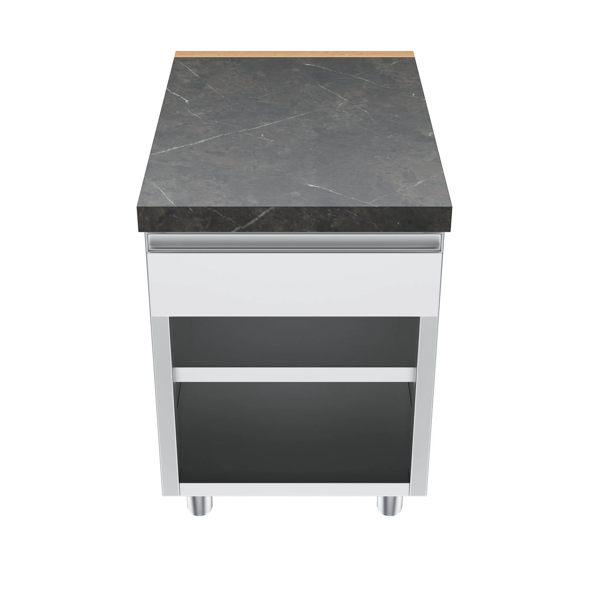 Gastronics Premium Kühltheken-Set – Pizzakühltisch, Salattheke & Kassentisch mit schwarzem Compact im Marmor-Design & LED-Fischgrätenverkleidung 461 x 80 x 145 cm Gastronics - CPGASTRO