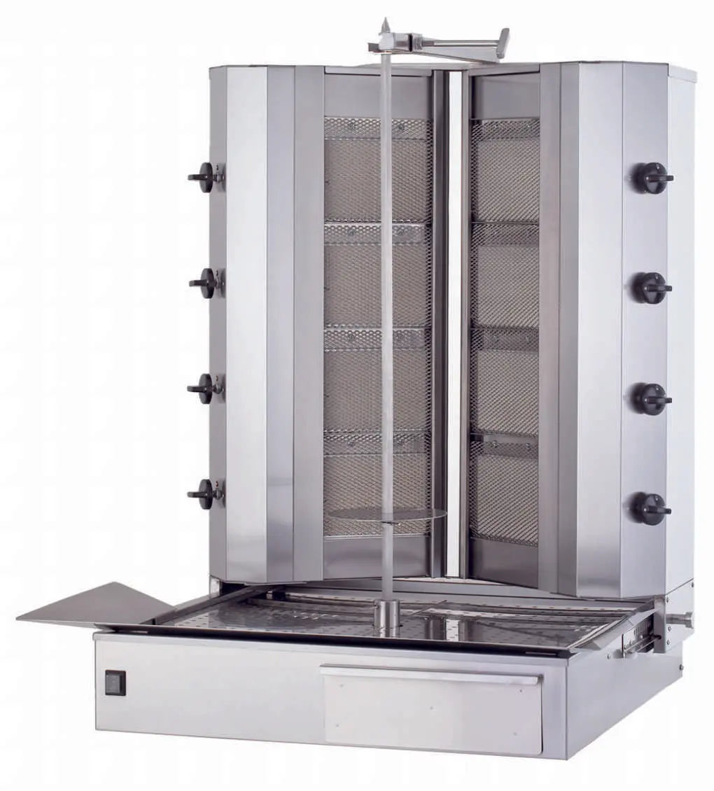 Gastronics V Dönergrill / Gyrosgrill – 4 + 4 Brenner (V-förmig angeordnet) - Hochleistungs-Gasgrill mit Untermotor für professionelle Anwendungen für bis zu 100 kg Fleisch Gastronics - CPGASTRO