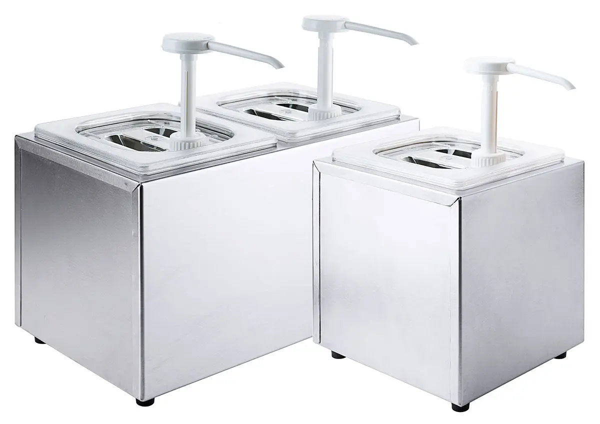 Edelstahl Saucendispenser mit Pumpe 1-2 Behälter / Leer Gestell Contacto - CPGASTRO