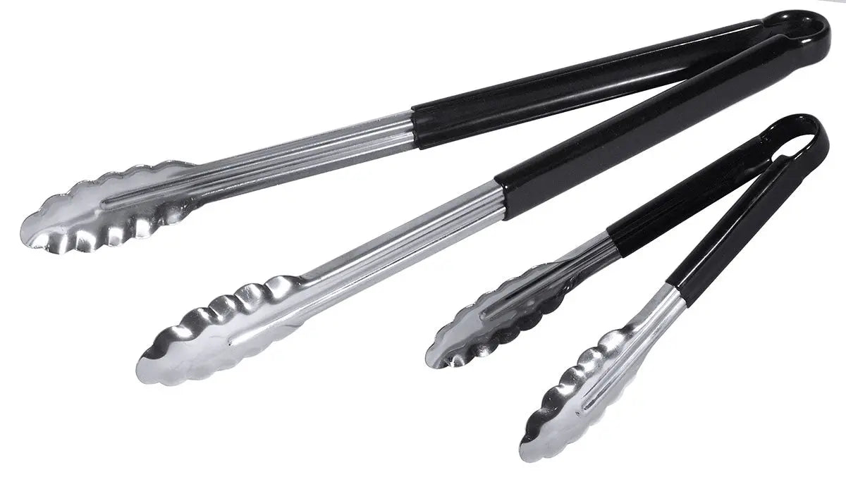 Edelstahl Küchenzange schwarz Vinyl Griff 24-40 cm - CPGASTRO