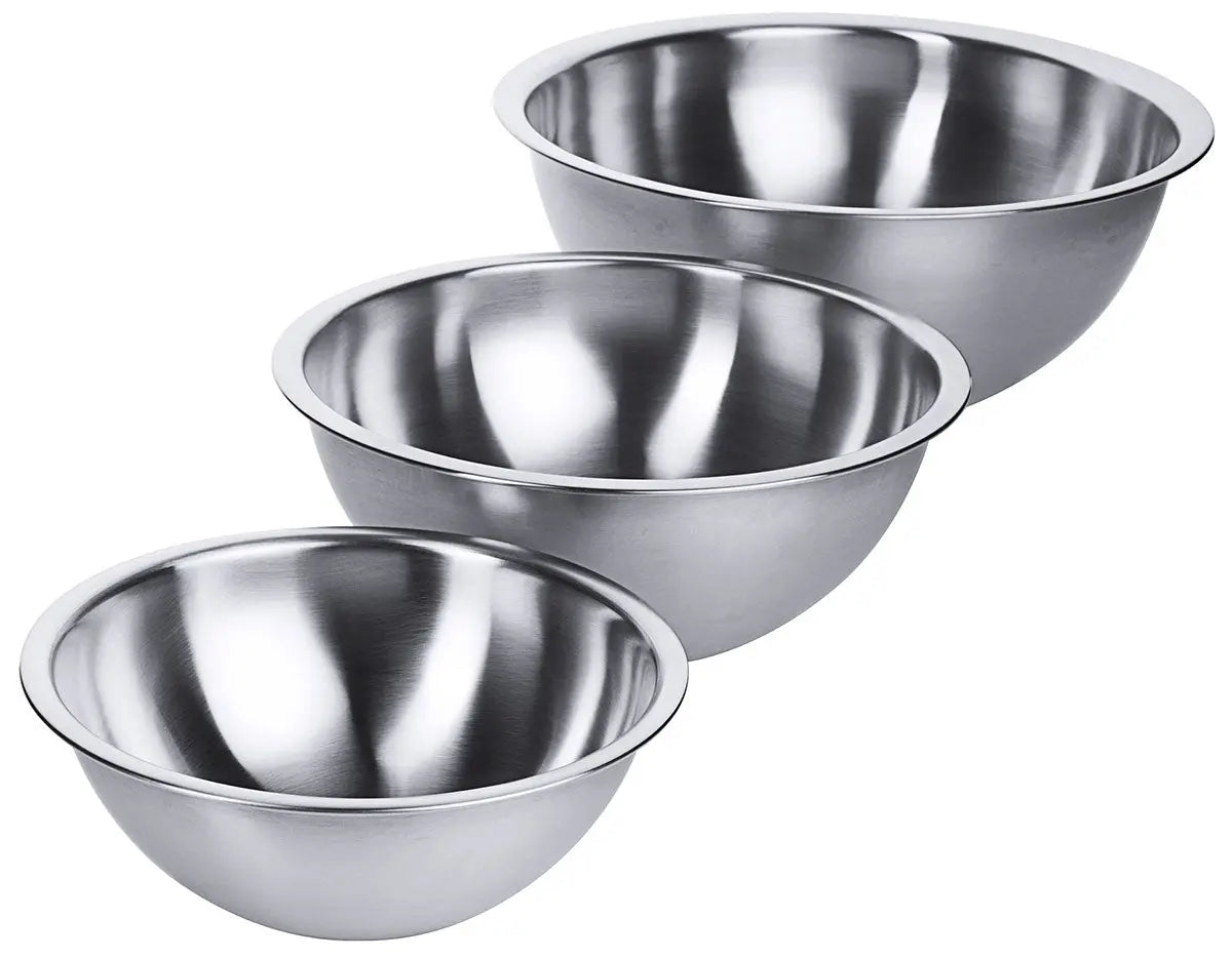 Edelstahl Mixerschüssel Ø 33-50 cm Hochglänzend halbkugelförmig mit flachem Boden Contacto - CPGASTRO