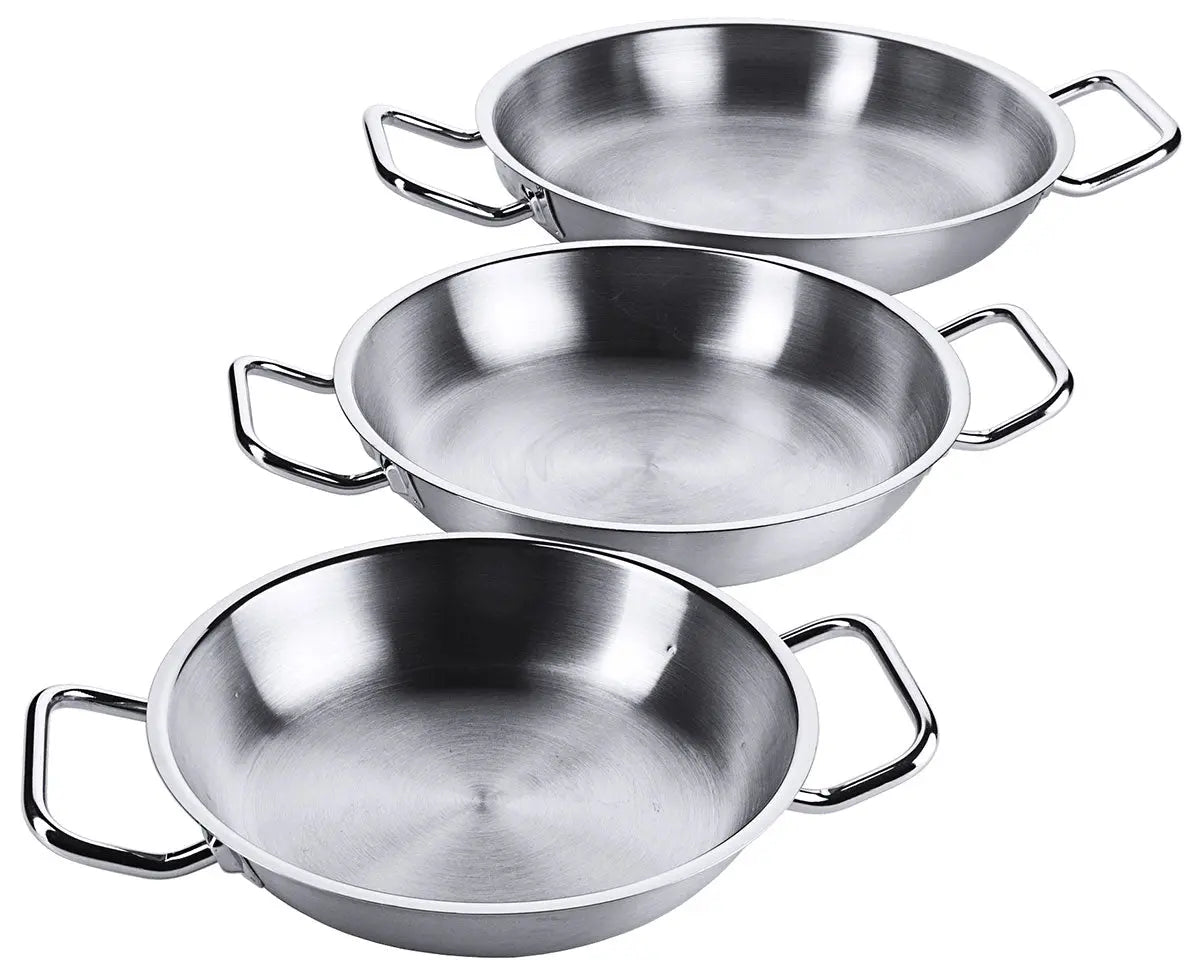 Edelstahl Bratpfanne mit zwei seitlichen Kaltgriffen & Schüttrand Ø 20-80cm Contacto - CPGASTRO